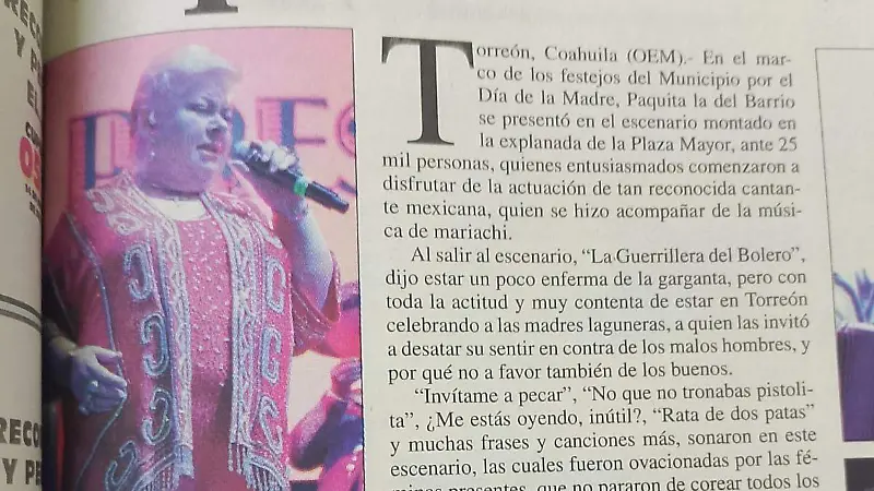 Hemeroteca | Paquita la del Barrio en Torreón 4